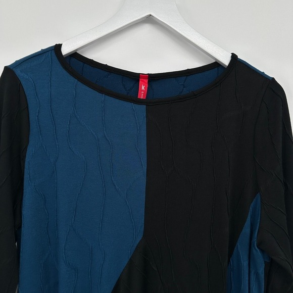 IC by Connie K Tunic Top Shirt Blouse Medium 3/4 Sleeve Stretch Lagenlook New - Picture 4 of 14